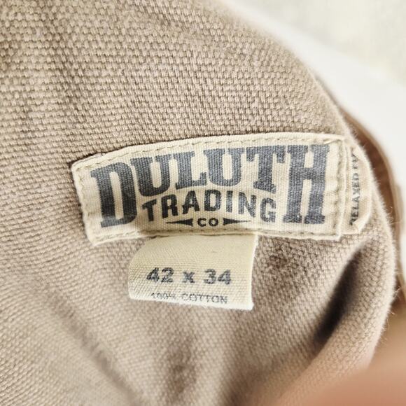 Duluth Trading Co Cargo Pants Mens 42x34 Khaki Relaxed Fit Work Utility Pockets - Picture 7 of 14